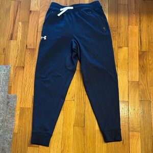 Under Armour Kids Navy Jogger Sweatpants with White Drawstring